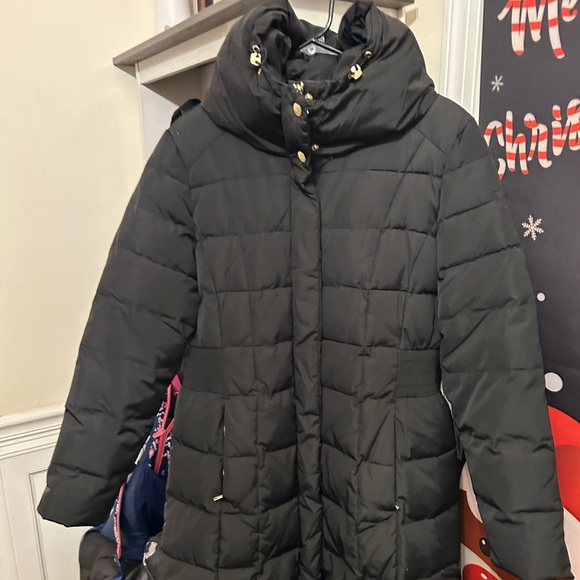 Cole Haan Signature Bib Insert Down & Feather Coat Black size large - Picture 1 of 7